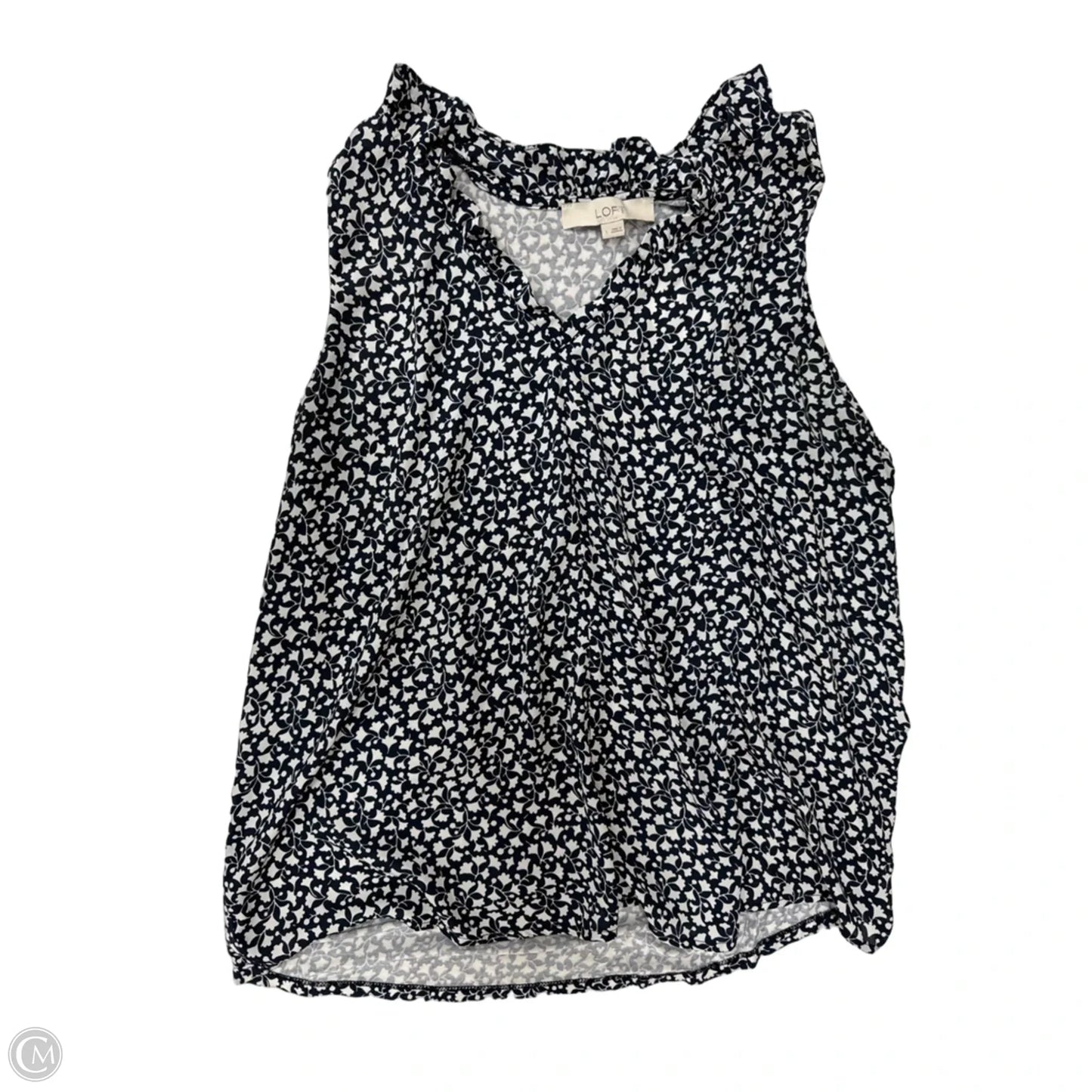 Top Sleeveless By Loft In Blue & White, Size: L
