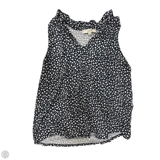Top Sleeveless By Loft In Blue & White, Size: L