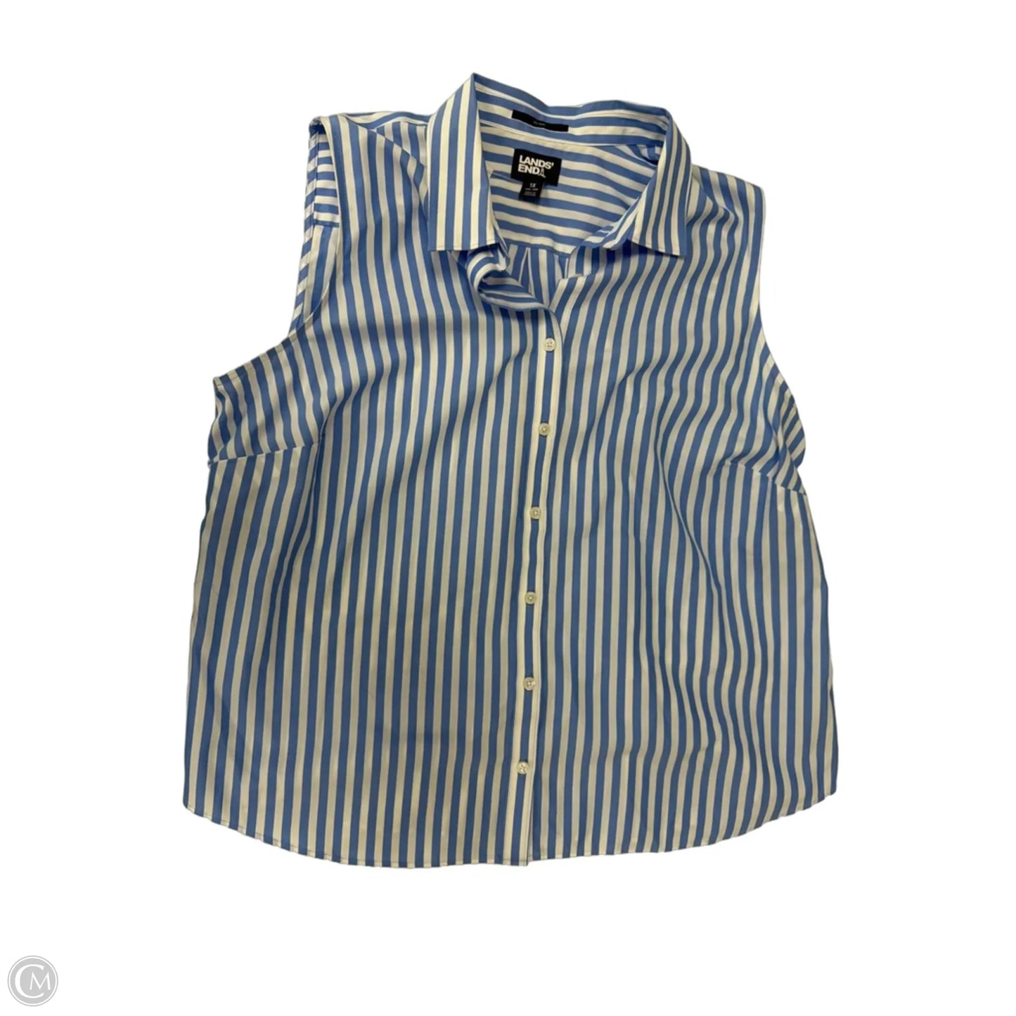 Top Sleeveless By Lands End In Striped Pattern, Size: 1x
