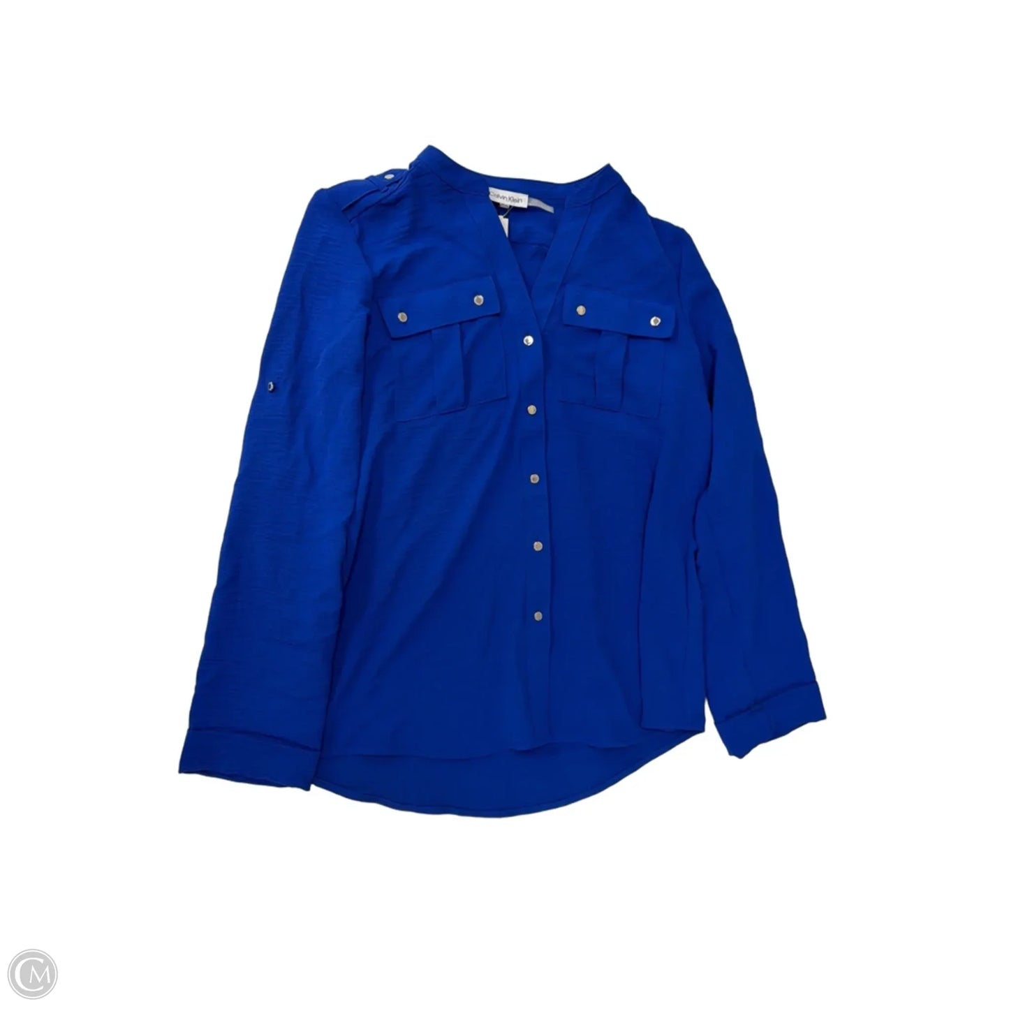 Top Long Sleeve By Calvin Klein In Blue, Size: S
