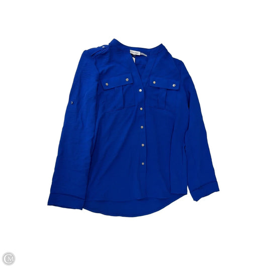 Top Long Sleeve By Calvin Klein In Blue, Size: S