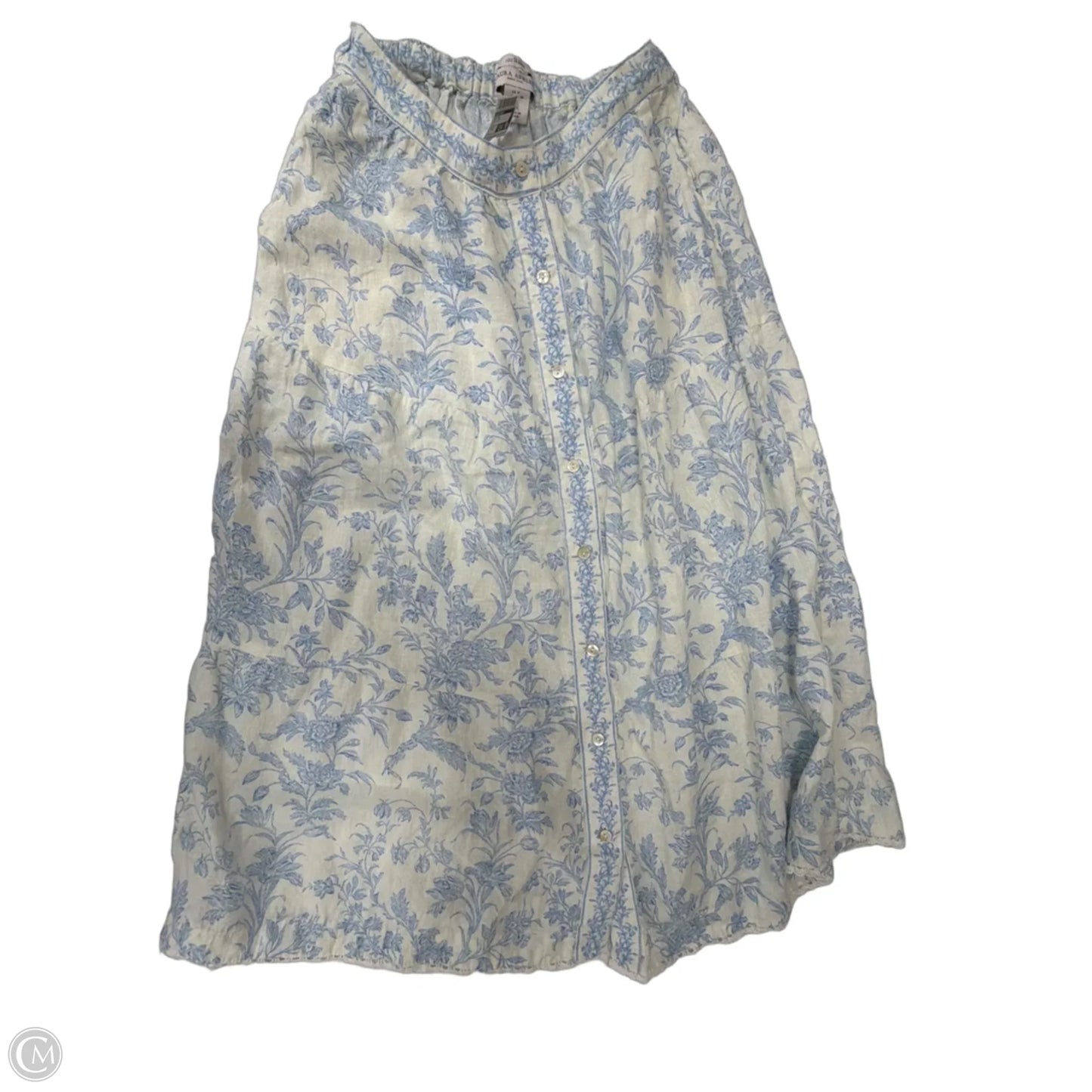 Skirt Maxi By Laura Ashley In Blue & White, Size: M
