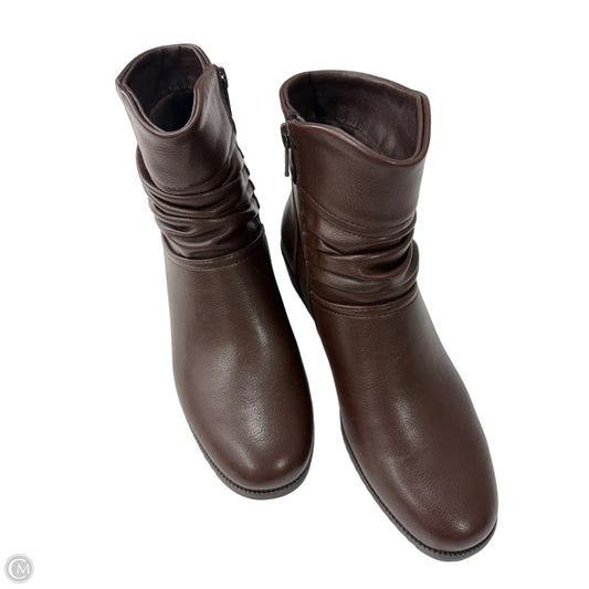 Boots Ankle Heels By Asos In Brown, Size: 7