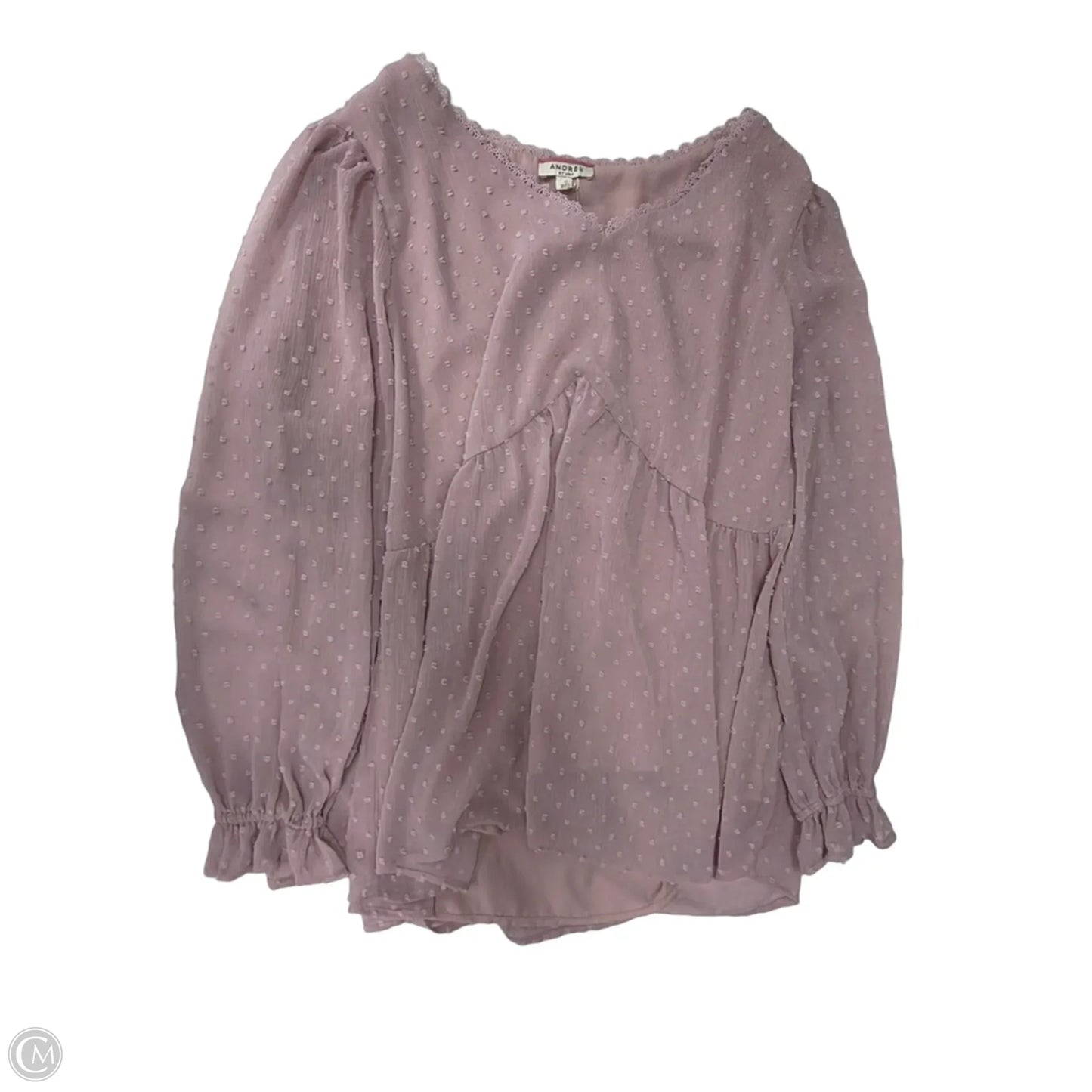 Top Long Sleeve By Andree By Unit In Purple, Size: 2x