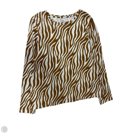 Top Long Sleeve Basic By Kim Rogers In Tan & White, Size: M