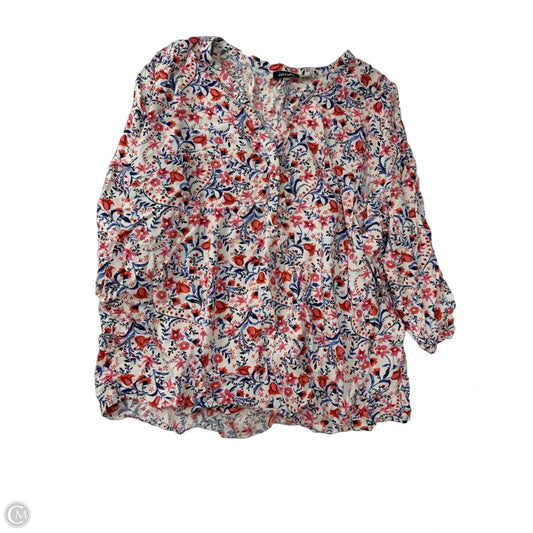 Top 3/4 Sleeve By Basic Editions In Floral Print, Size: 2x