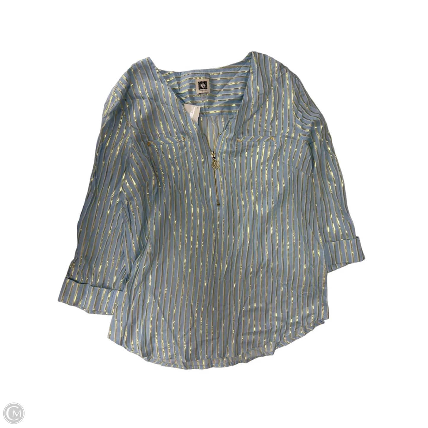 Top 3/4 Sleeve By Anne Klein In Striped Pattern, Size: M