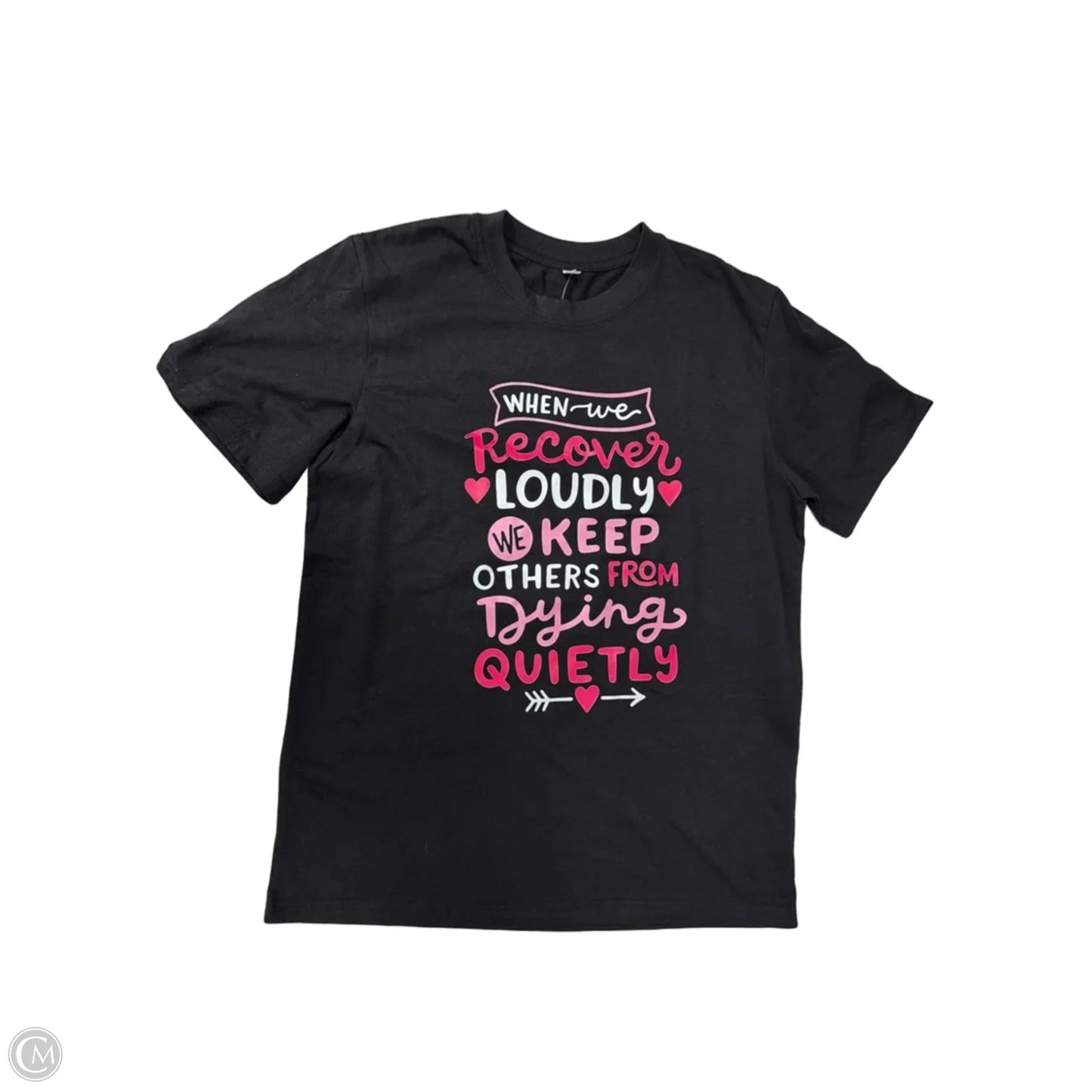 Top Short Sleeve By Clothes Mentor In Black & Pink, Size: M
