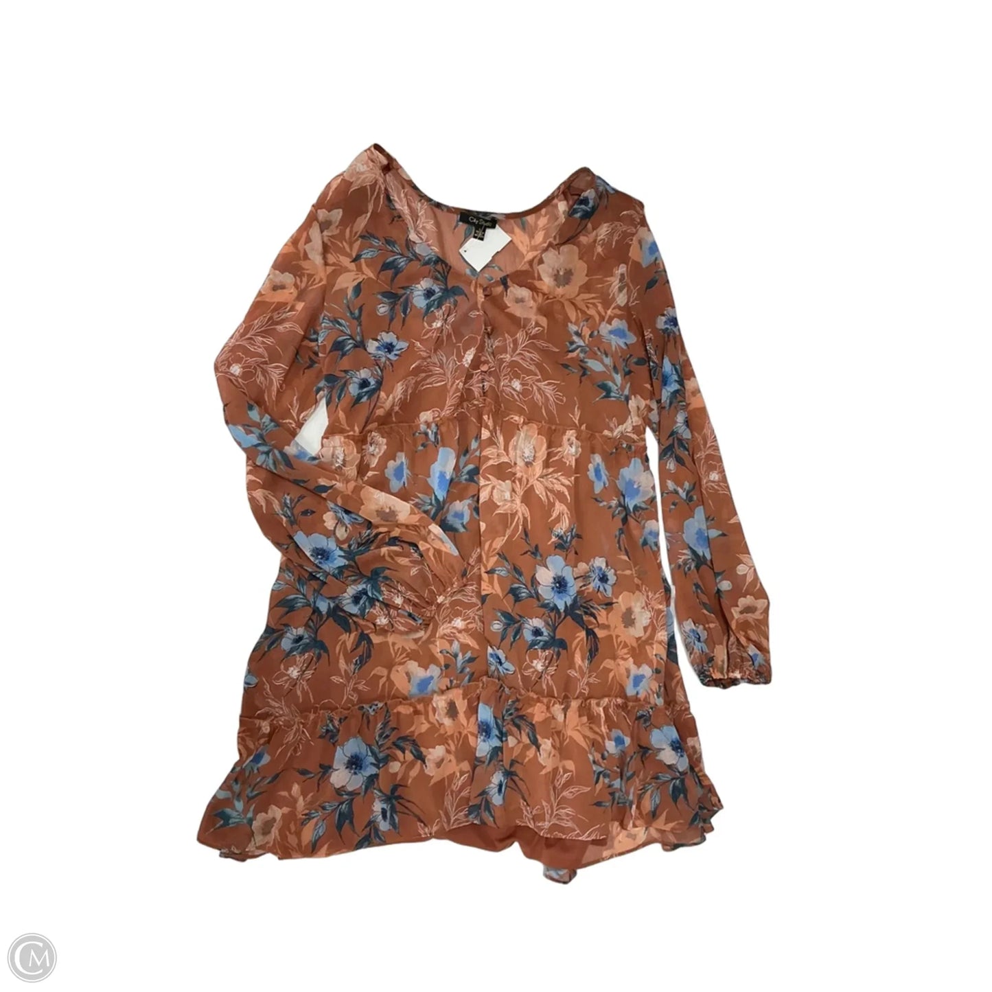 Top Long Sleeve By City Studio In Floral Print, Size: L