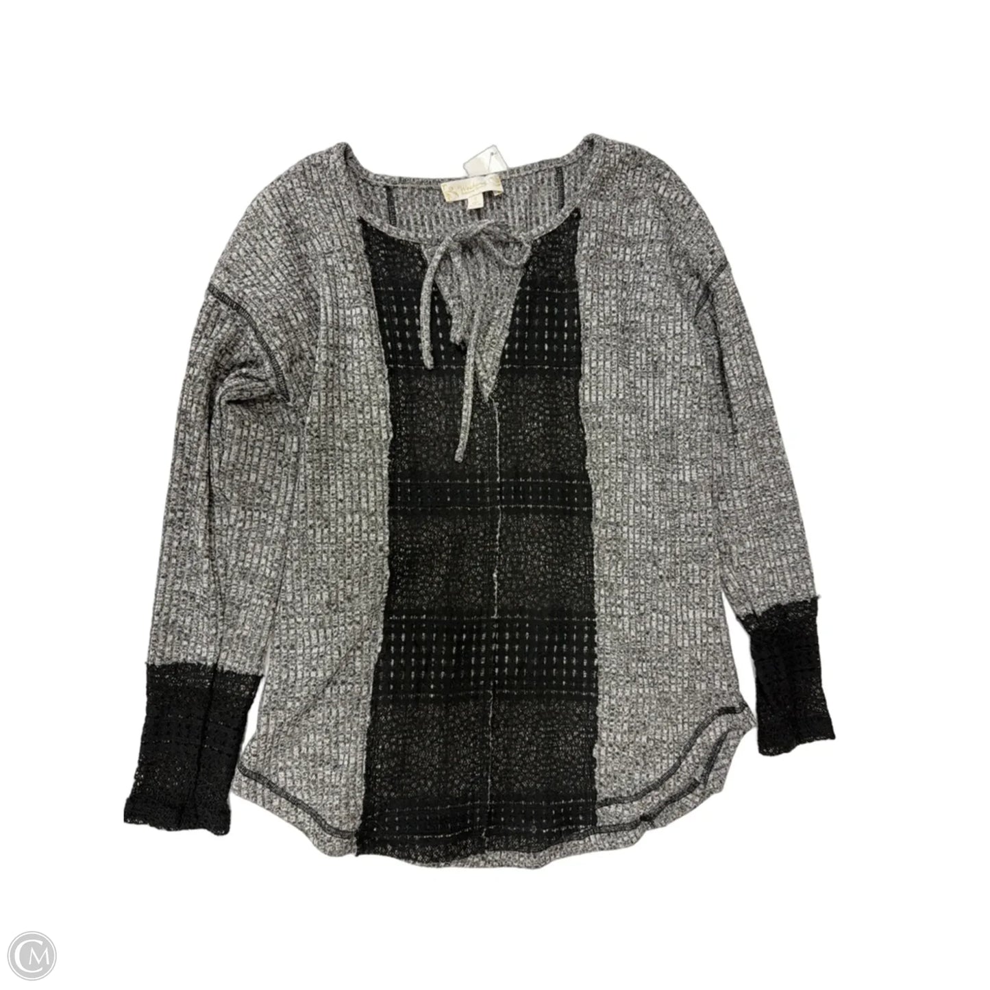 Top Long Sleeve By Suzanne Betro In Black & Grey, Size: S