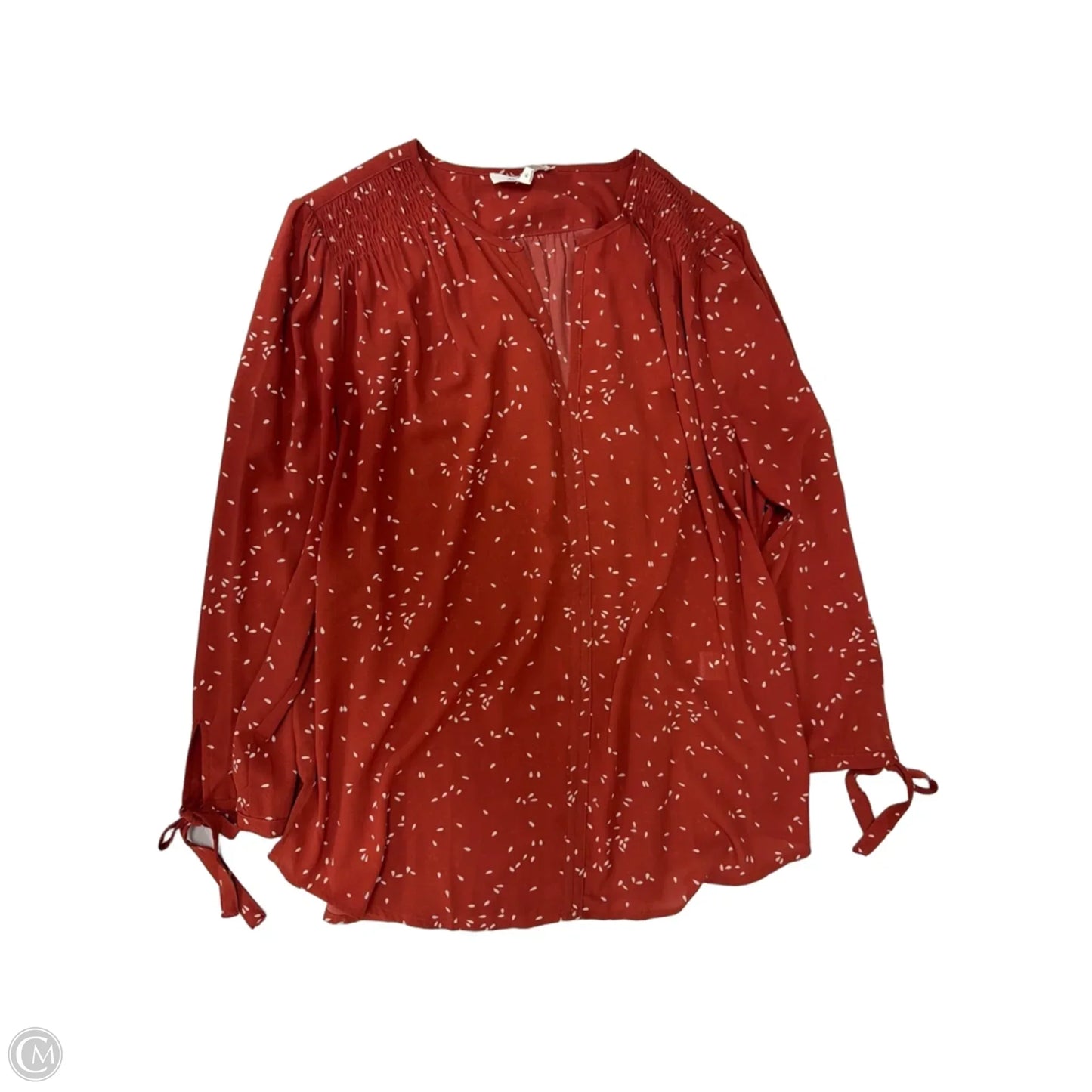 Top Long Sleeve By Monday Fun In Red & White, Size: Xl