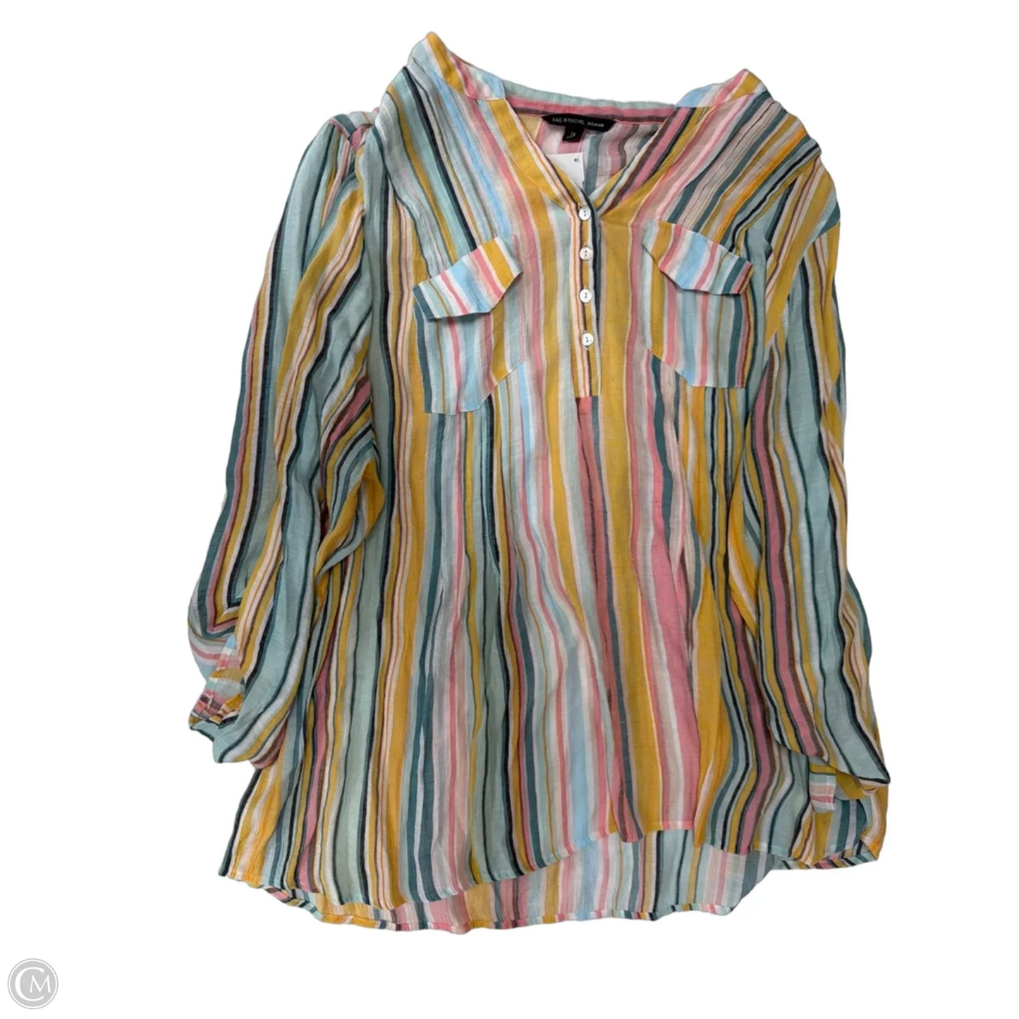 Top Long Sleeve By Zac And Rachel In Striped Pattern, Size: 2x