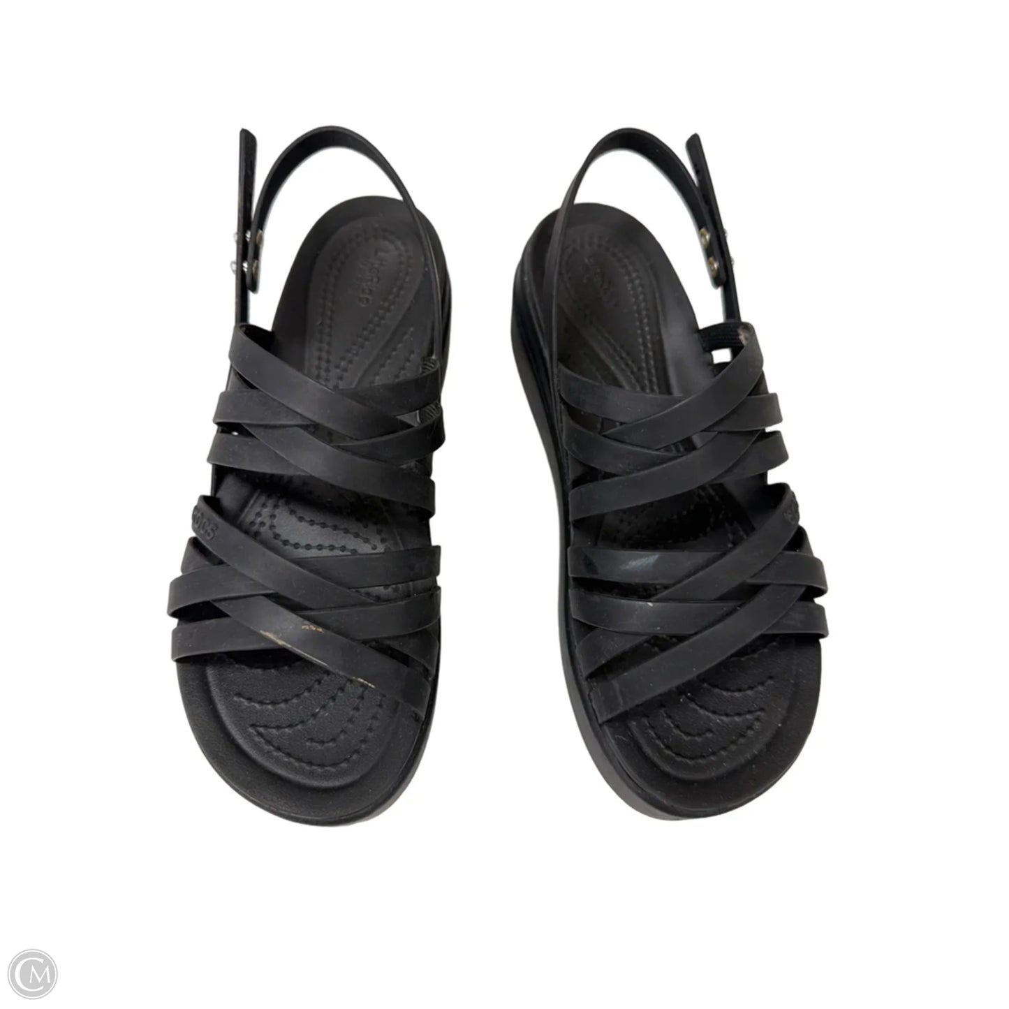 Sandals Flats By Crocs In Black, Size: 8