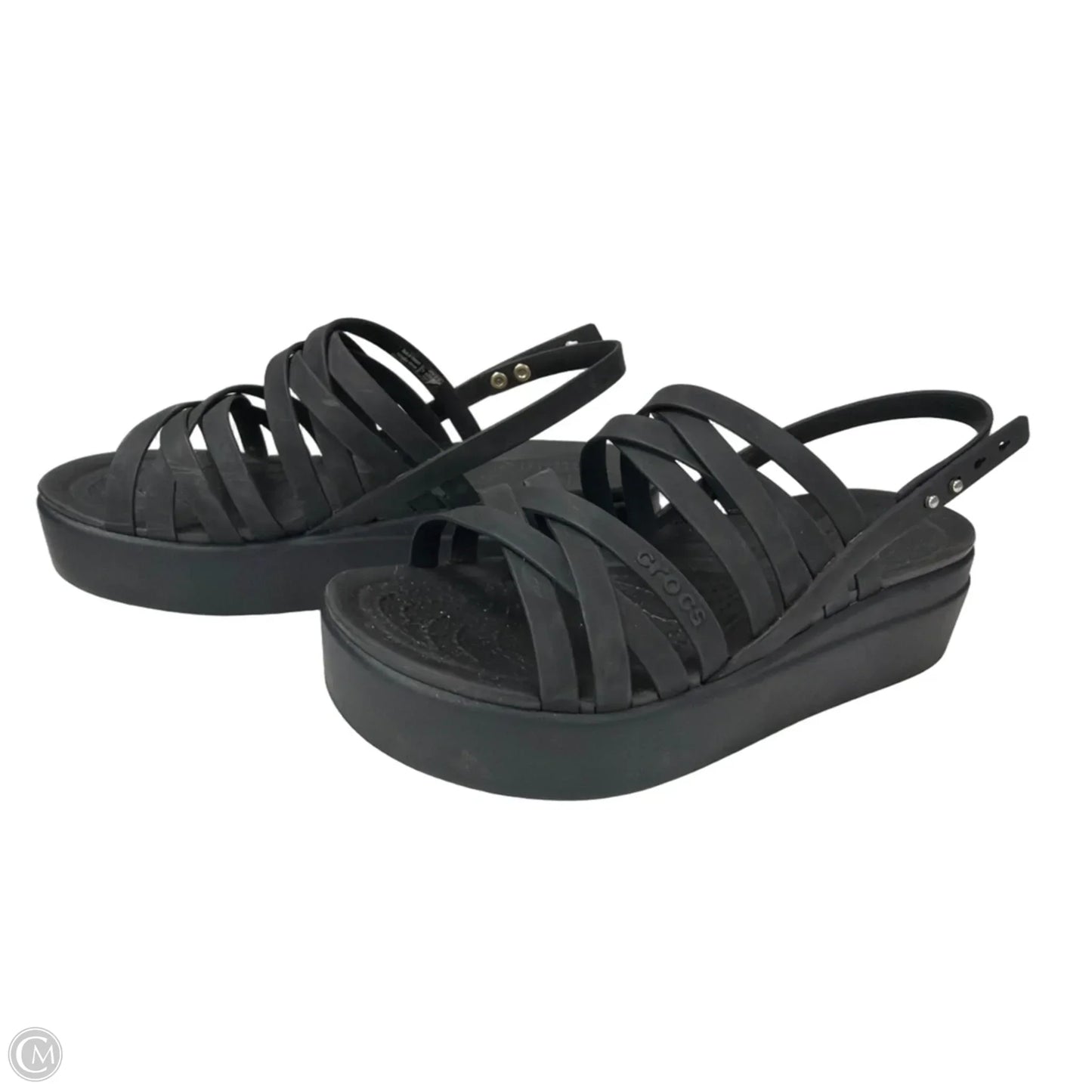 Sandals Flats By Crocs In Black, Size: 8