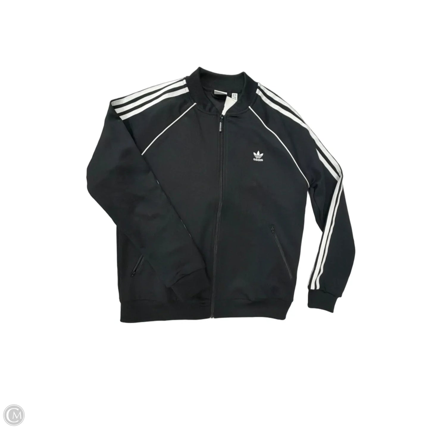 Athletic Jacket By Adidas In Black & White, Size: L