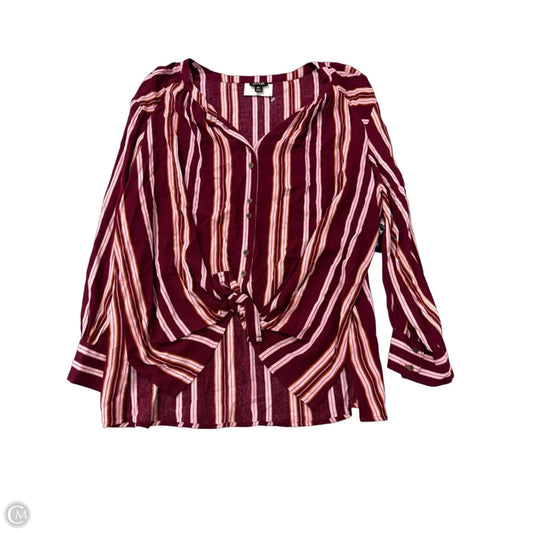 Top Long Sleeve By Ana In Striped Pattern, Size: 1x