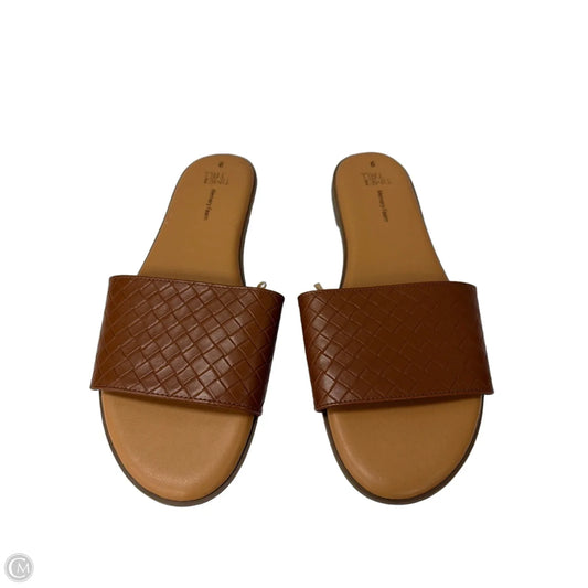 Sandals Flats By Time And Tru In Brown, Size: 9