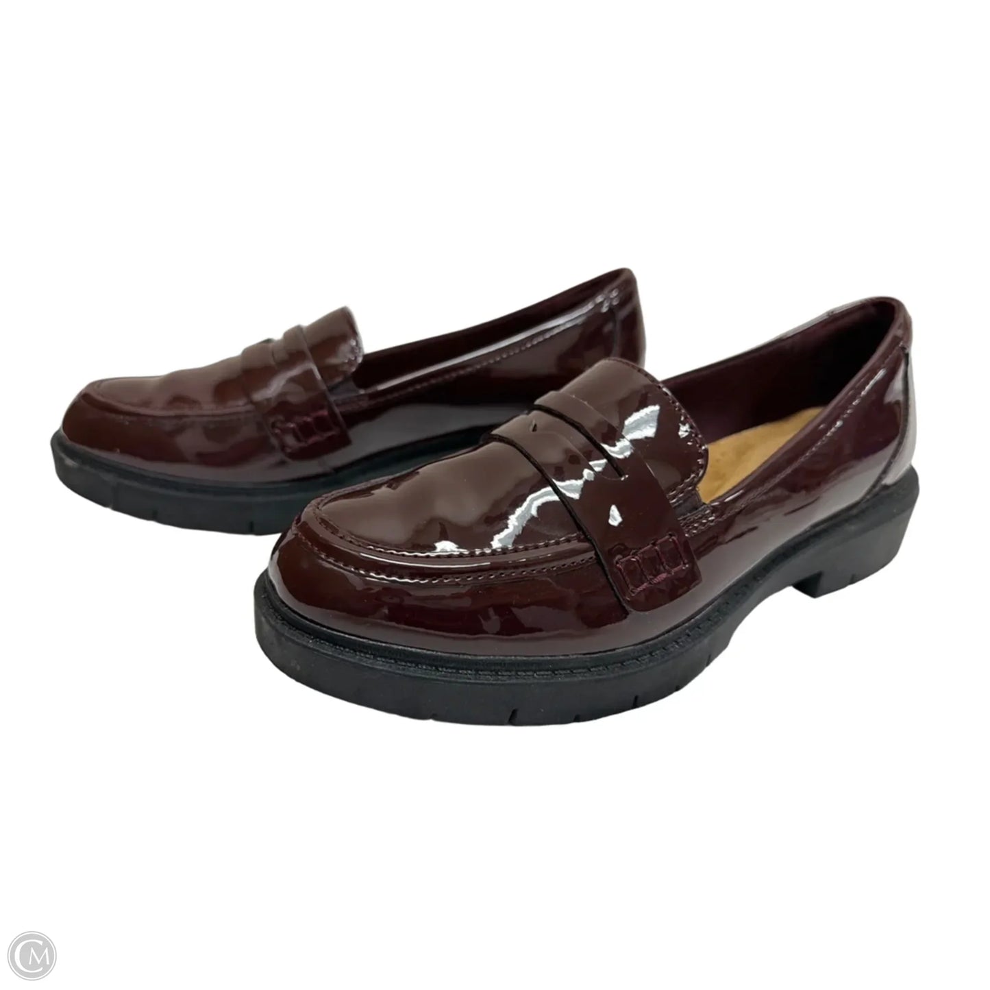Shoes Flats By Clarks In Maroon, Size: 8