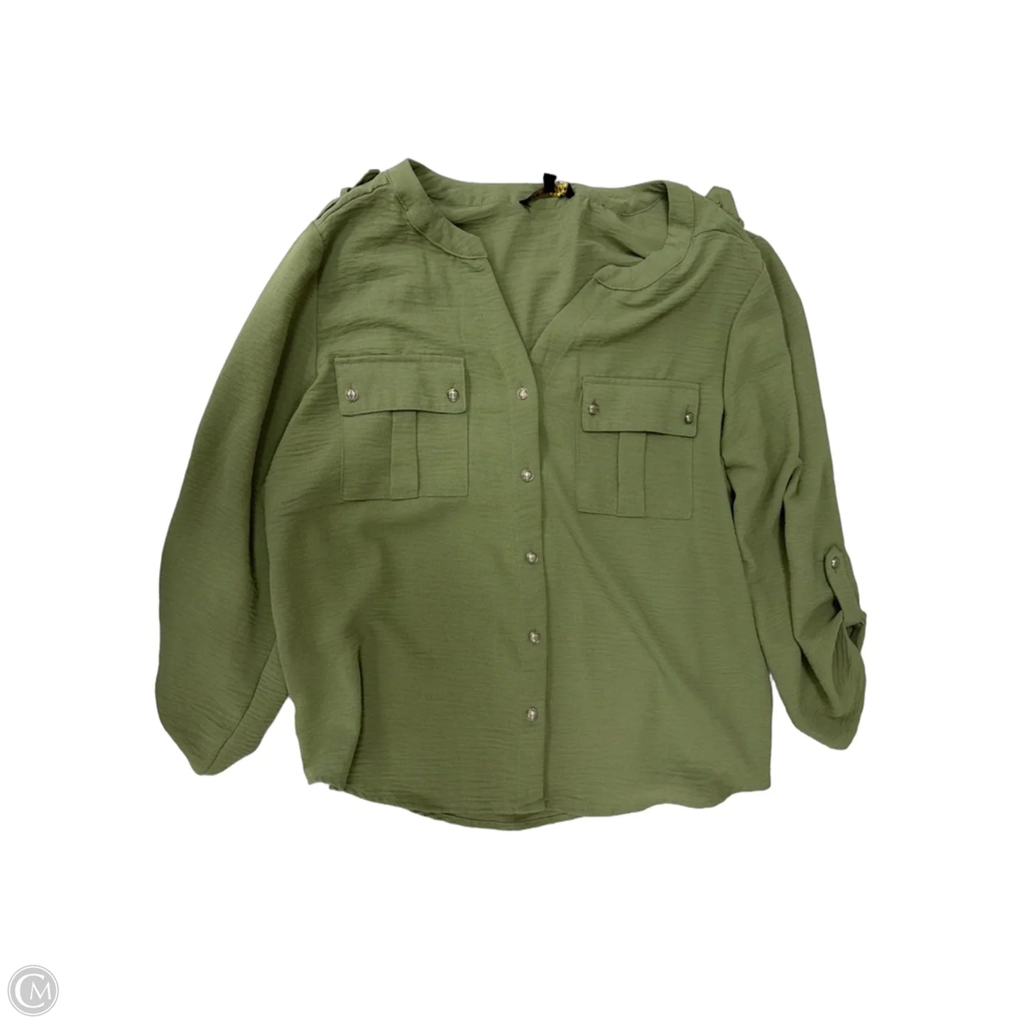 Top Long Sleeve By Adrienne Vittadini In Green, Size: Xl