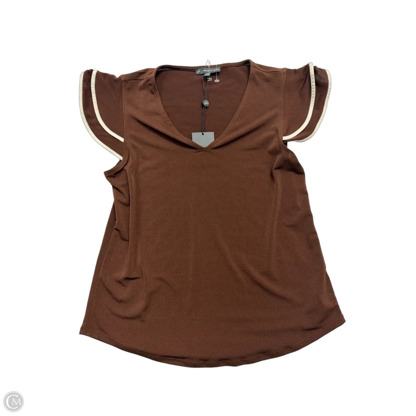 Top Short Sleeve By Adrianna Papell In Brown, Size: Xs