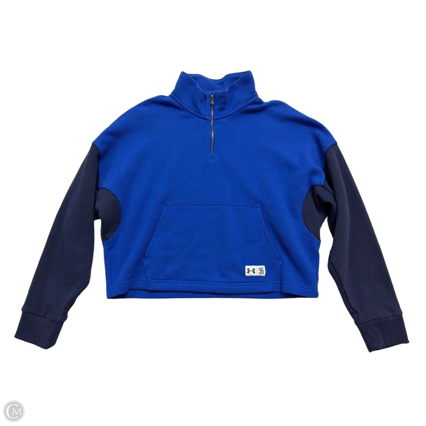 Athletic Top Long Sleeve Collar By Under Armour In Blue, Size: Xs