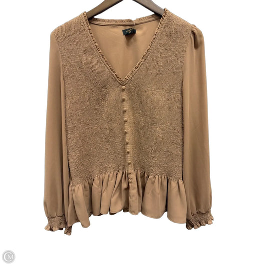 Top Long Sleeve By Ontwelfth In Brown, Size: Xl