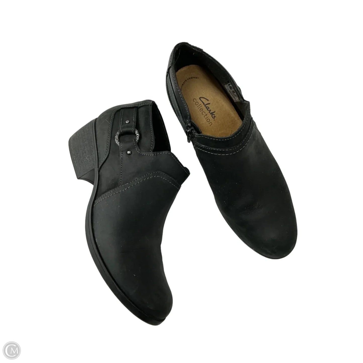 Boots Ankle Heels By Clarks In Black, Size: 9.5