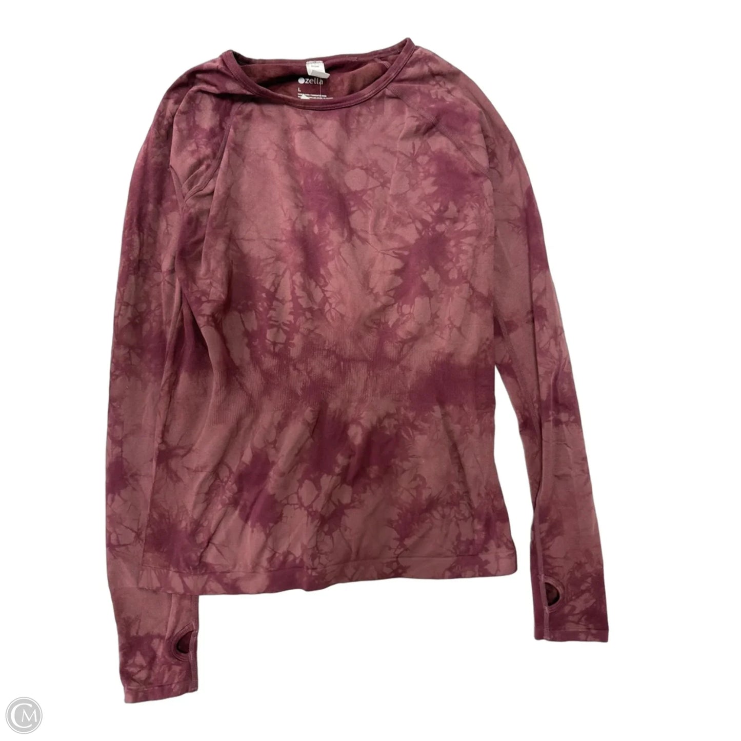 Athletic Top Long Sleeve Collar By Zella In Tie Dye Print, Size: L