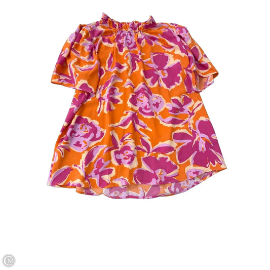 Top Short Sleeve By Haptics In Orange & Pink, Size: L