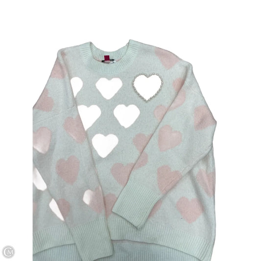 Sweater By Vince Camuto In Pink & White, Size: L