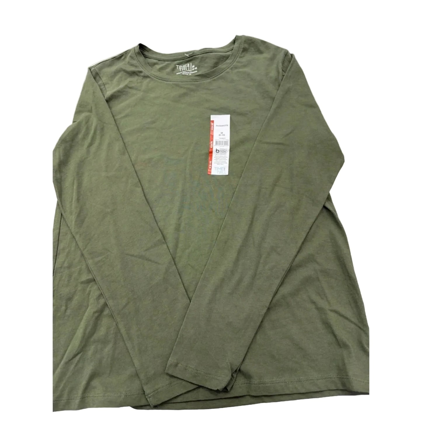 Top Long Sleeve Basic By Time And Tru In Green, Size: M