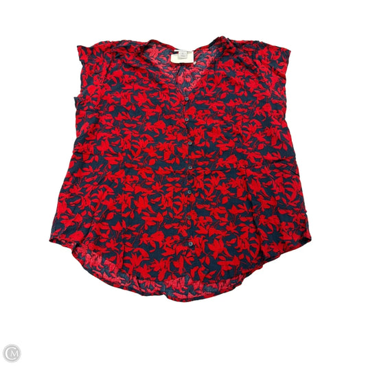 Top Sleeveless By Liz Claiborne In Blue & Red, Size: Xl