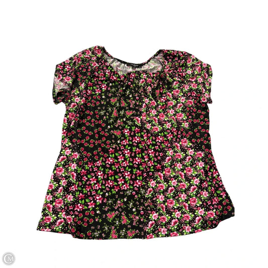 Top Short Sleeve By Liz McCoy In Floral Print, Size: 1x