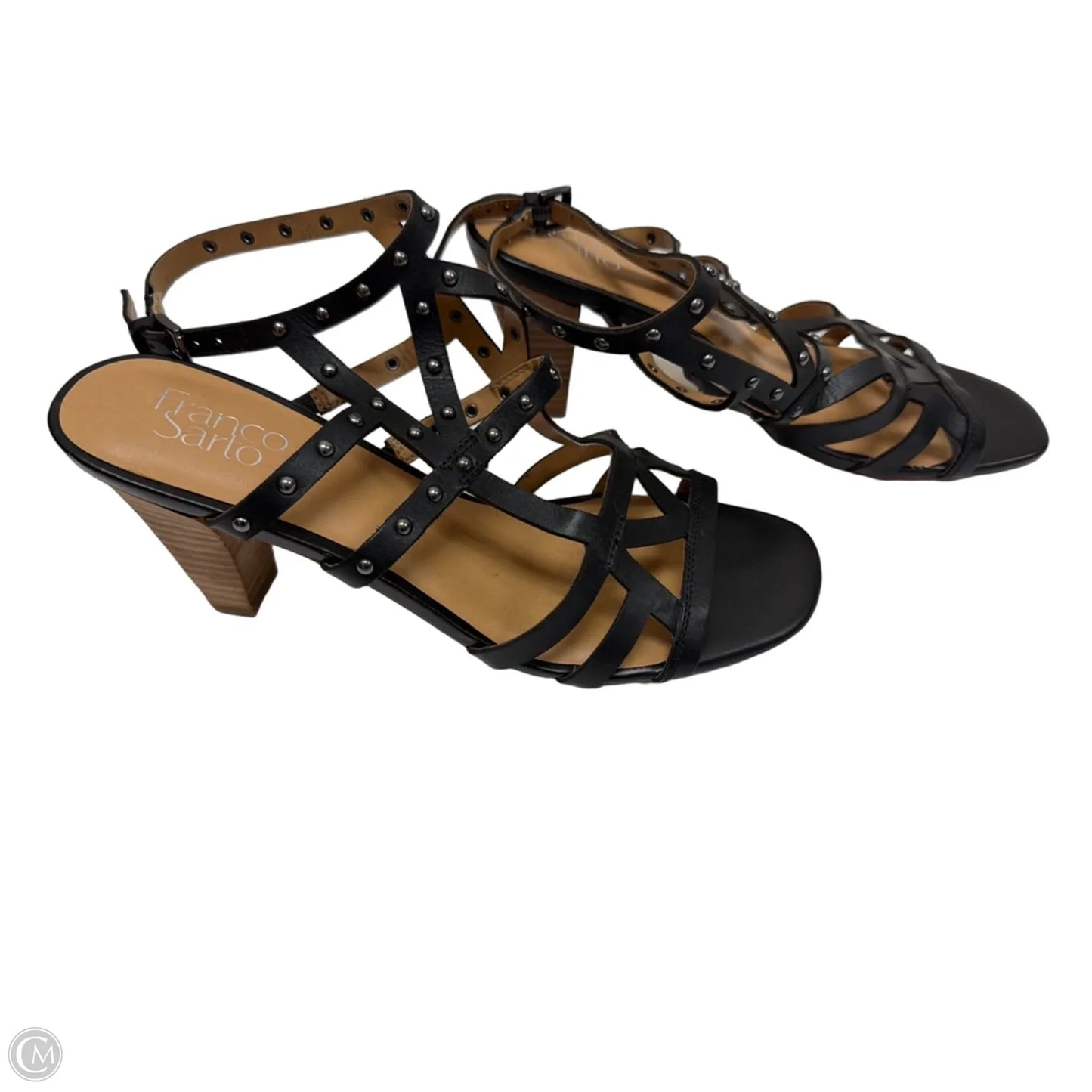 Sandals Heels Block By Franco Sarto In Black, Size: 9.5