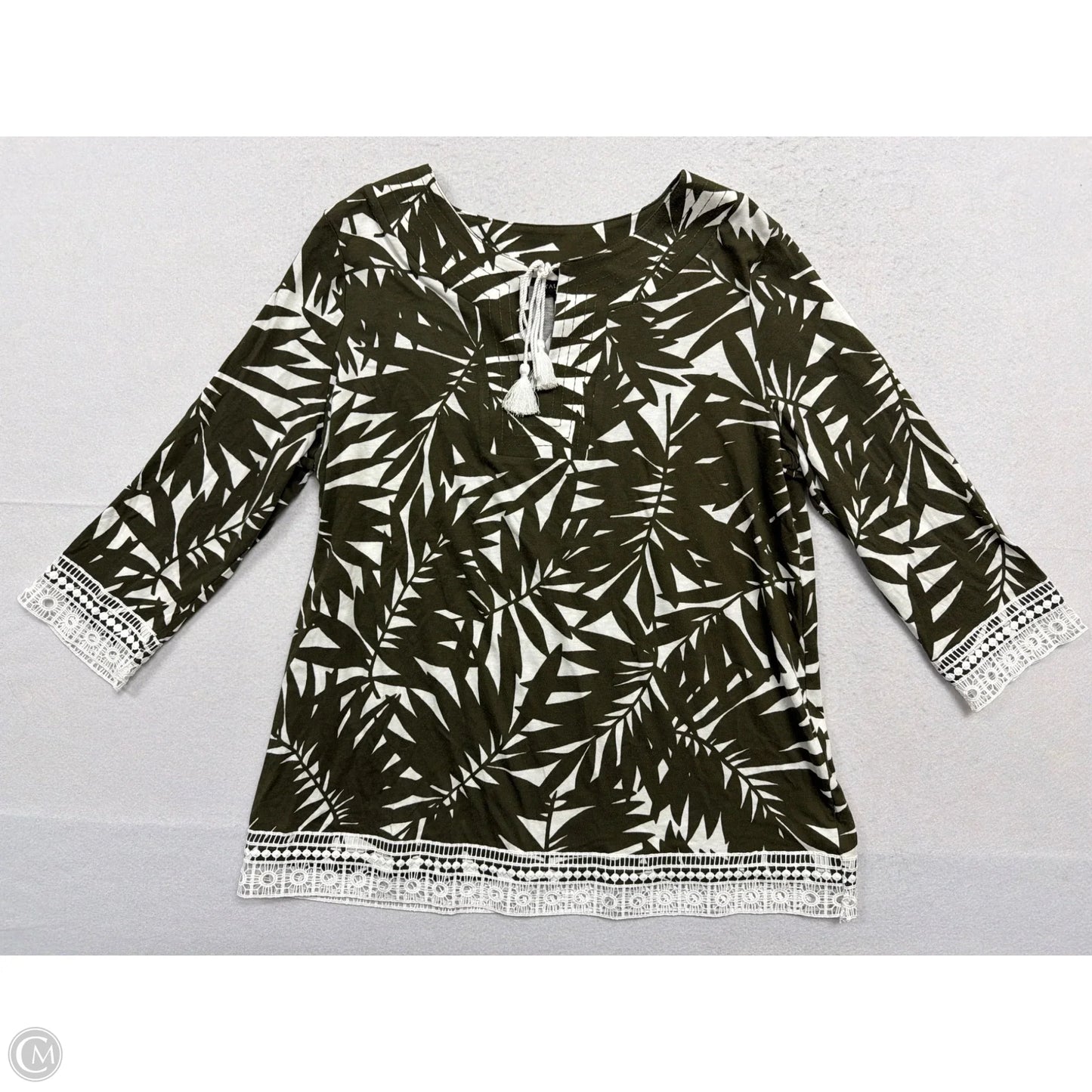 Top 3/4 Sleeve By Talbots In Tropical Print, Size: Xl
