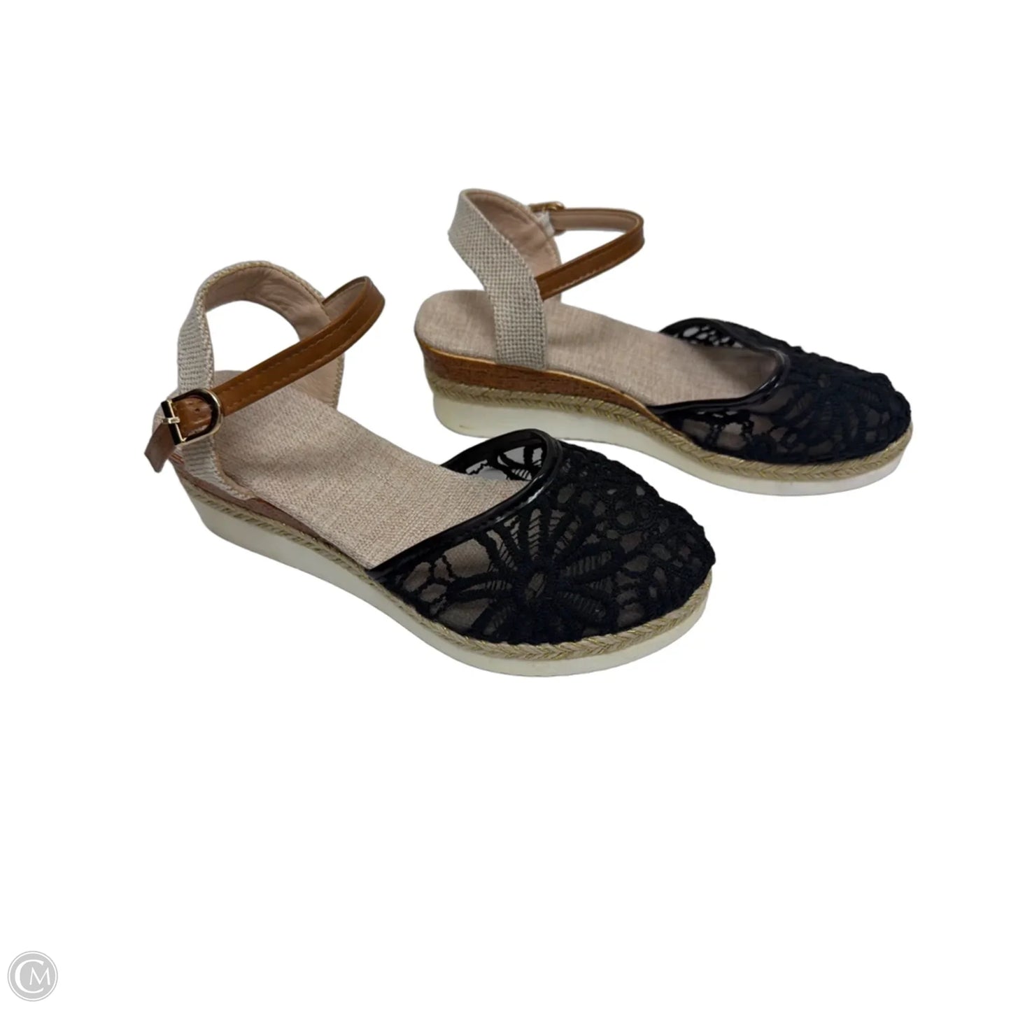 Sandals Flats By Clothes Mentor In Black, Size: 7