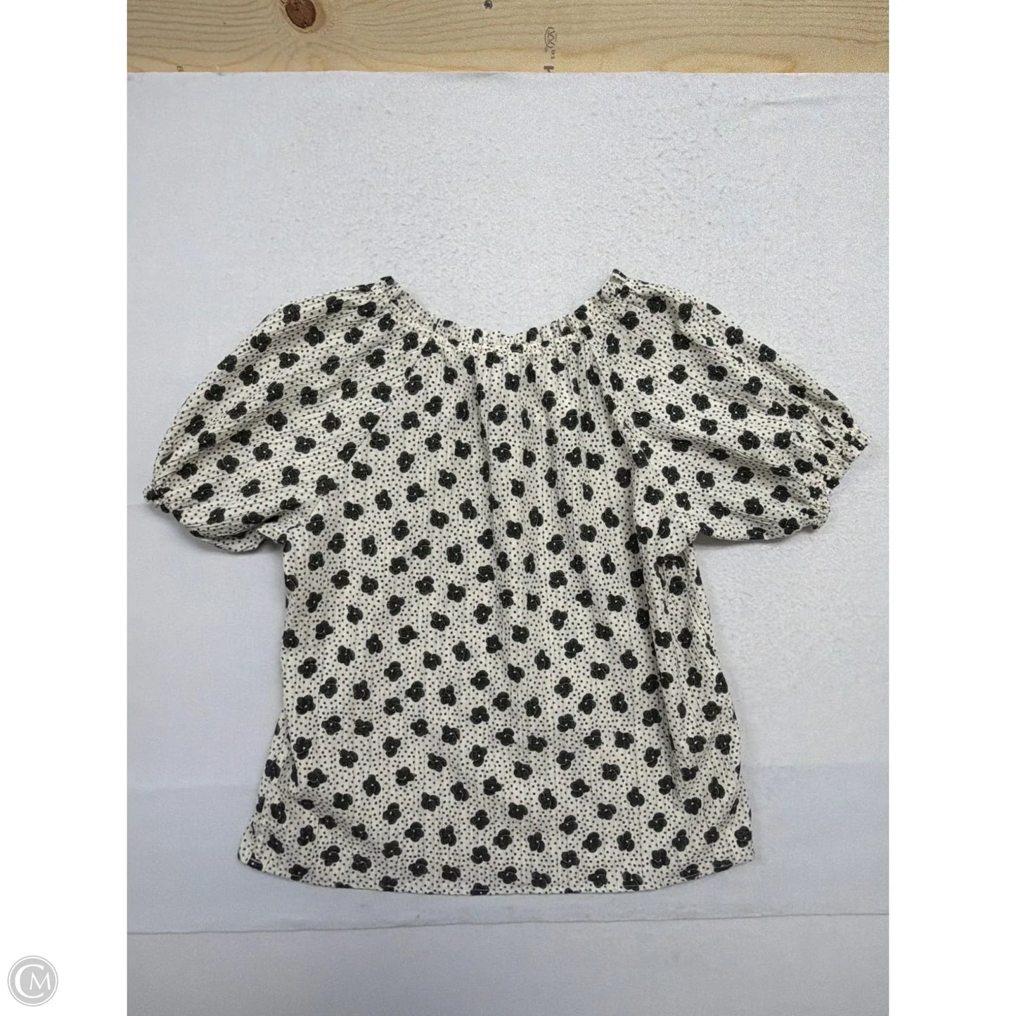 Top Short Sleeve By Ann Taylor In Black & Cream, Size: M