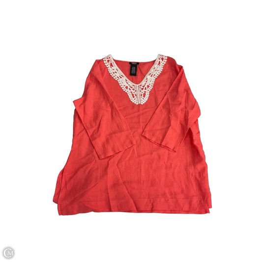 Top 3/4 Sleeve By Premise In Coral, Size: Xl