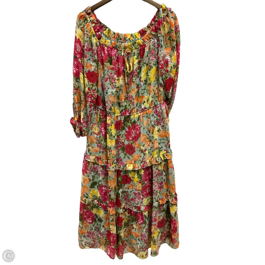 Dress Casual Midi By Lc Lauren Conrad In Floral Print, Size: Xl
