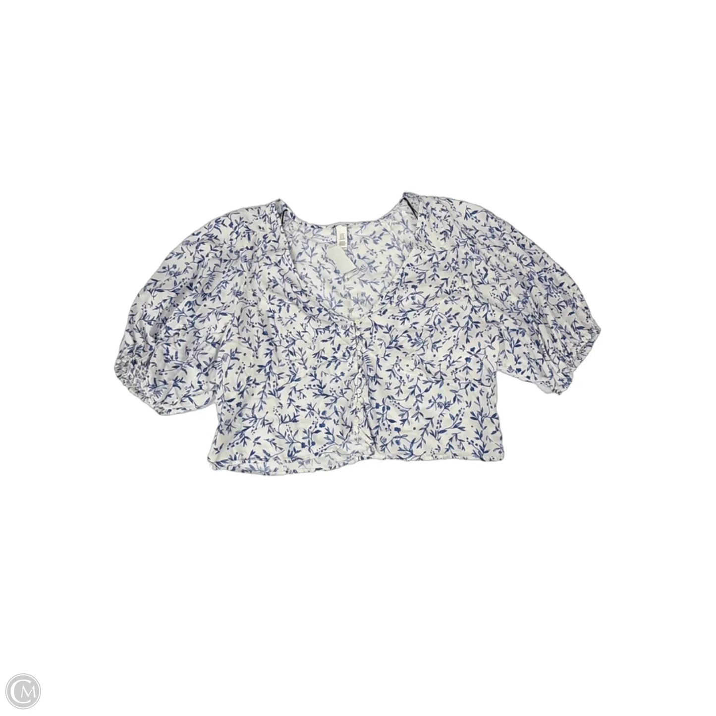 Top Short Sleeve By H&m In Blue & White, Size: 1x