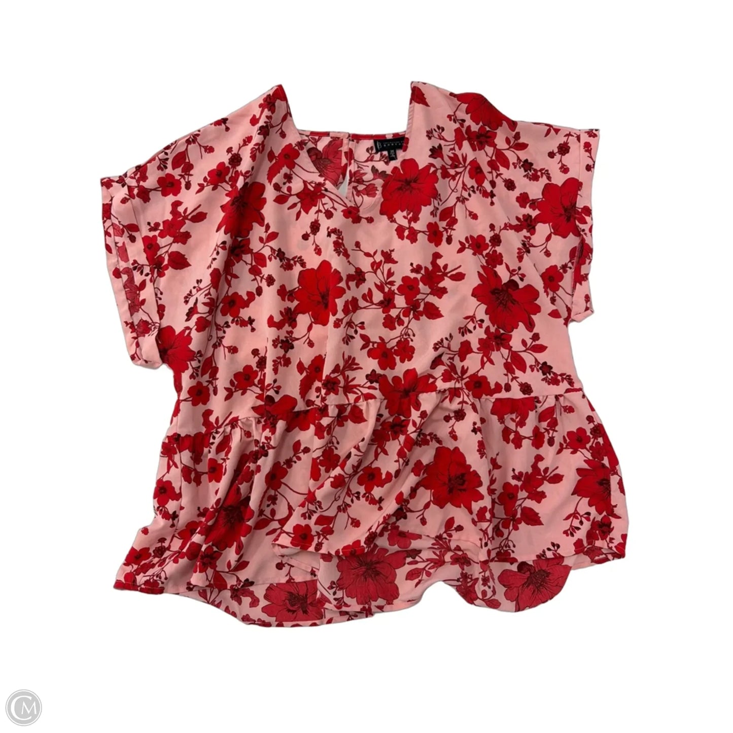 Top Short Sleeve By Bobeau In Pink & Red, Size: 3x