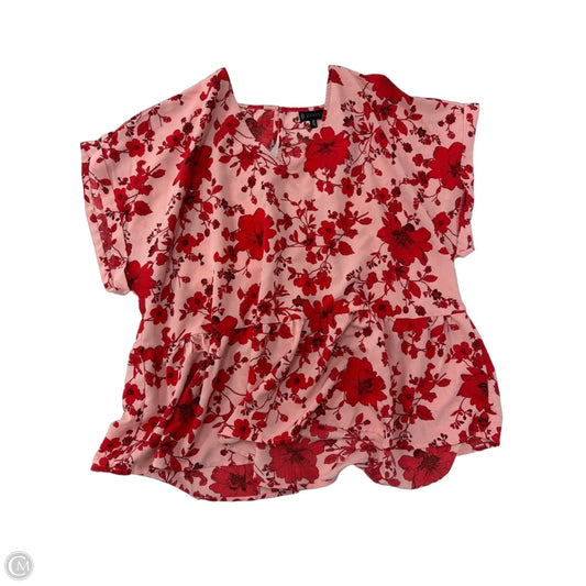 Top Short Sleeve By Bobeau In Pink & Red, Size: 3x