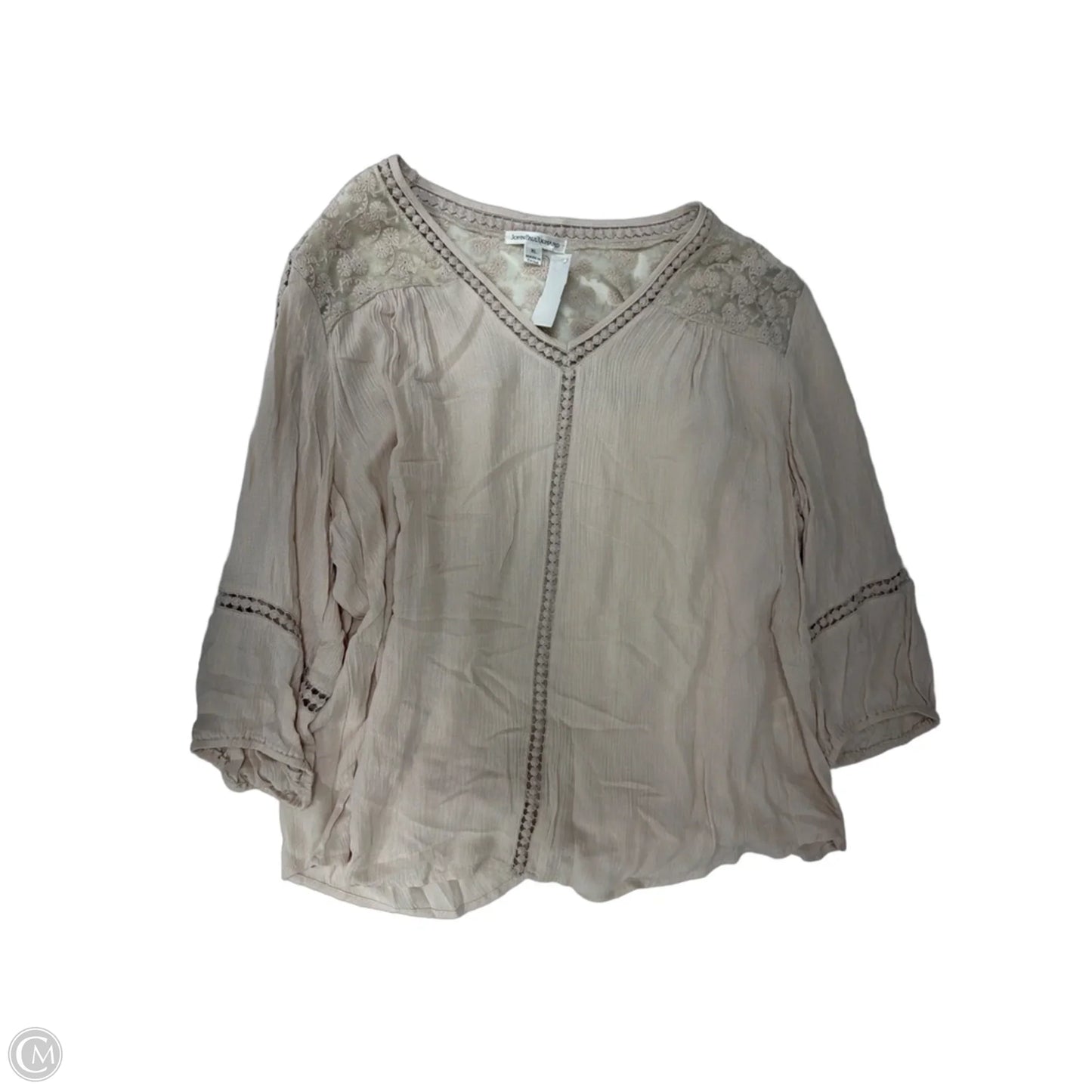 Top Long Sleeve By John Paul Richard In Tan, Size: Xl