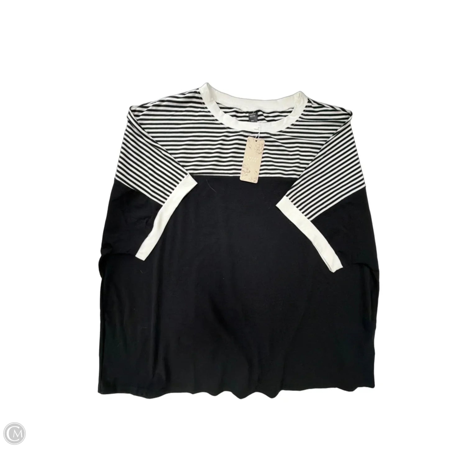 Top Short Sleeve By Emery Rose In Black & White, Size: 5