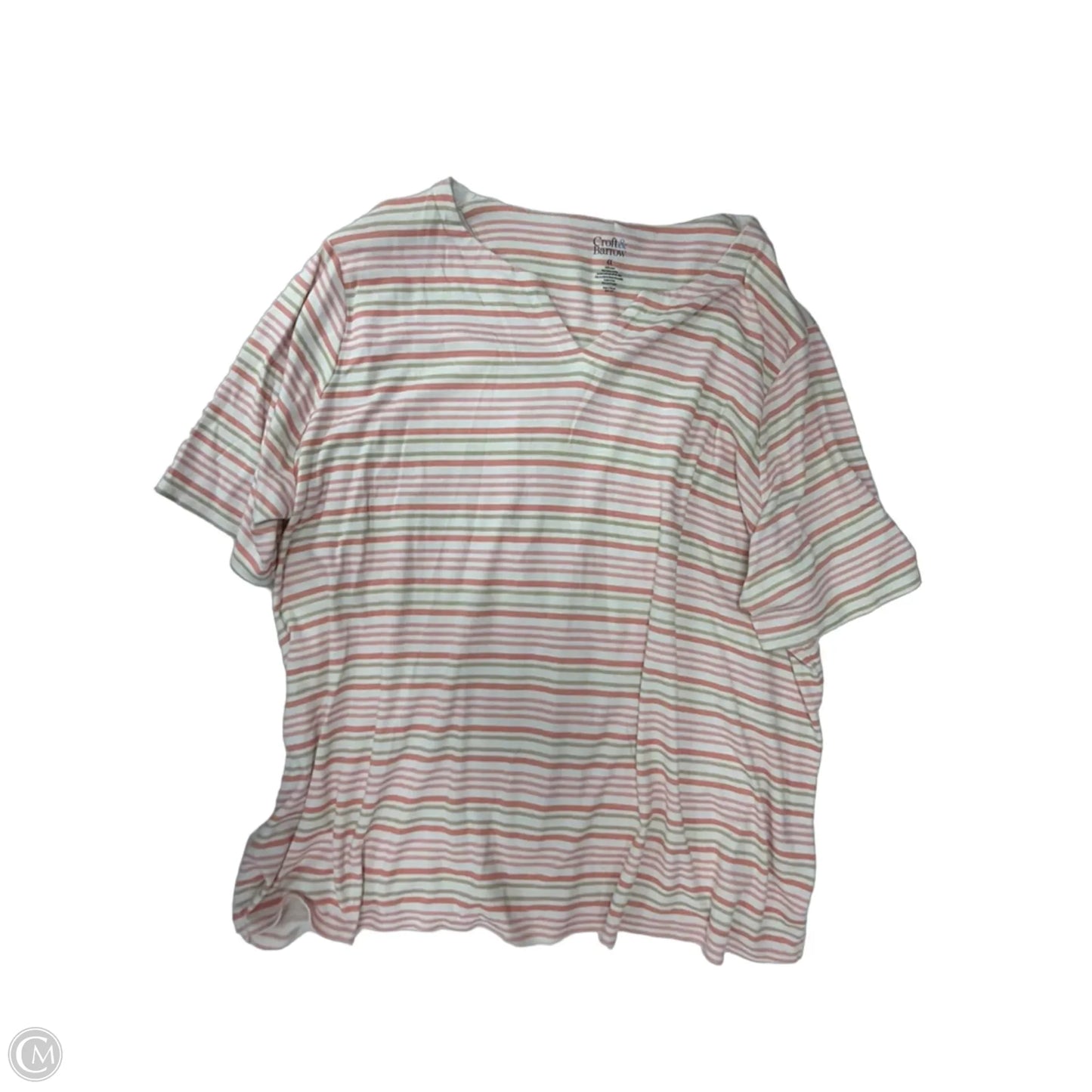 Top Short Sleeve By Croft And Barrow In Striped Pattern, Size: 4x