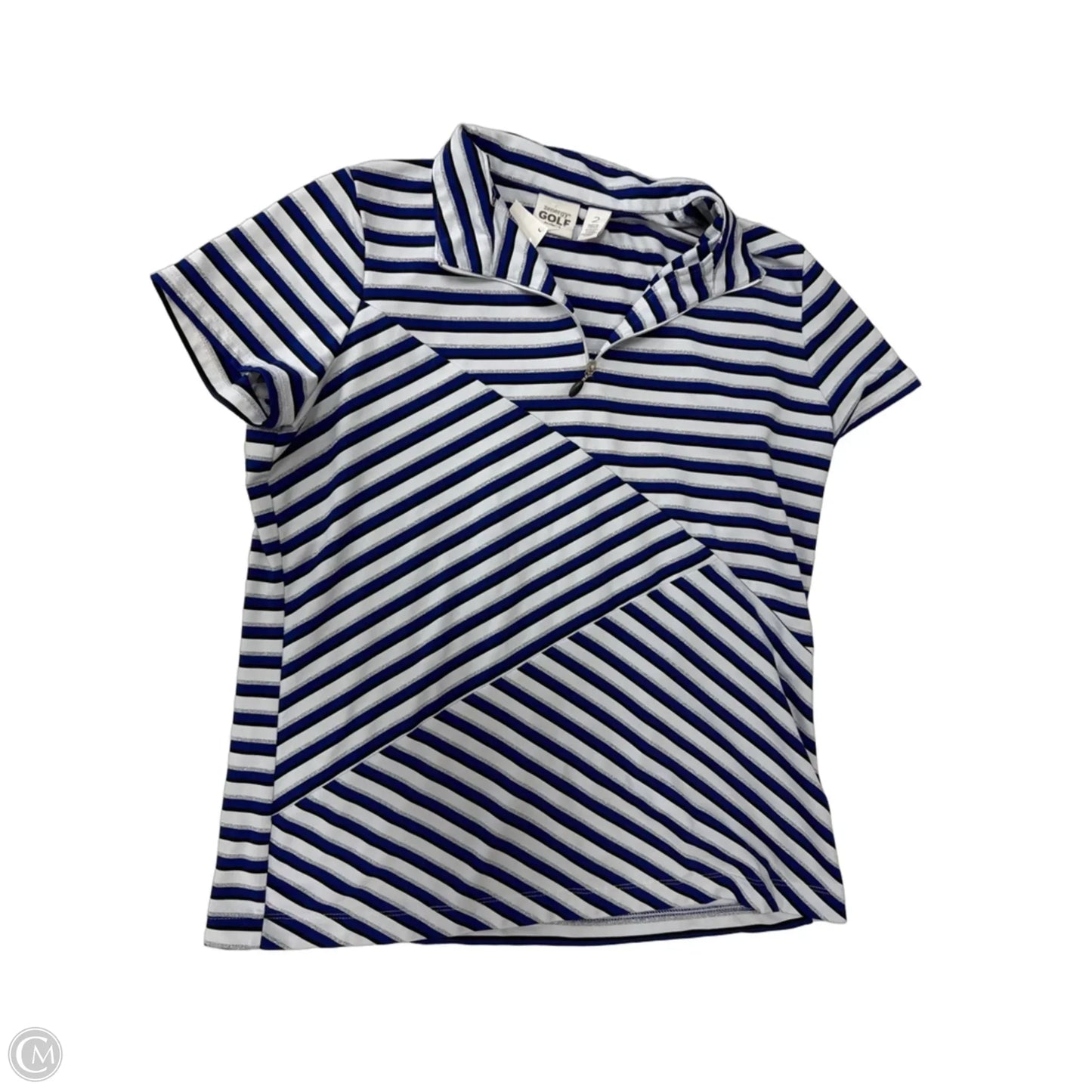 Top Short Sleeve By Zenergy By Chicos In Striped Pattern, Size: L