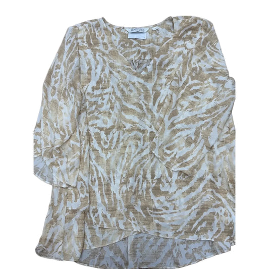 Top Long Sleeve By Clothes Mentor In Cream & Tan, Size: 2x