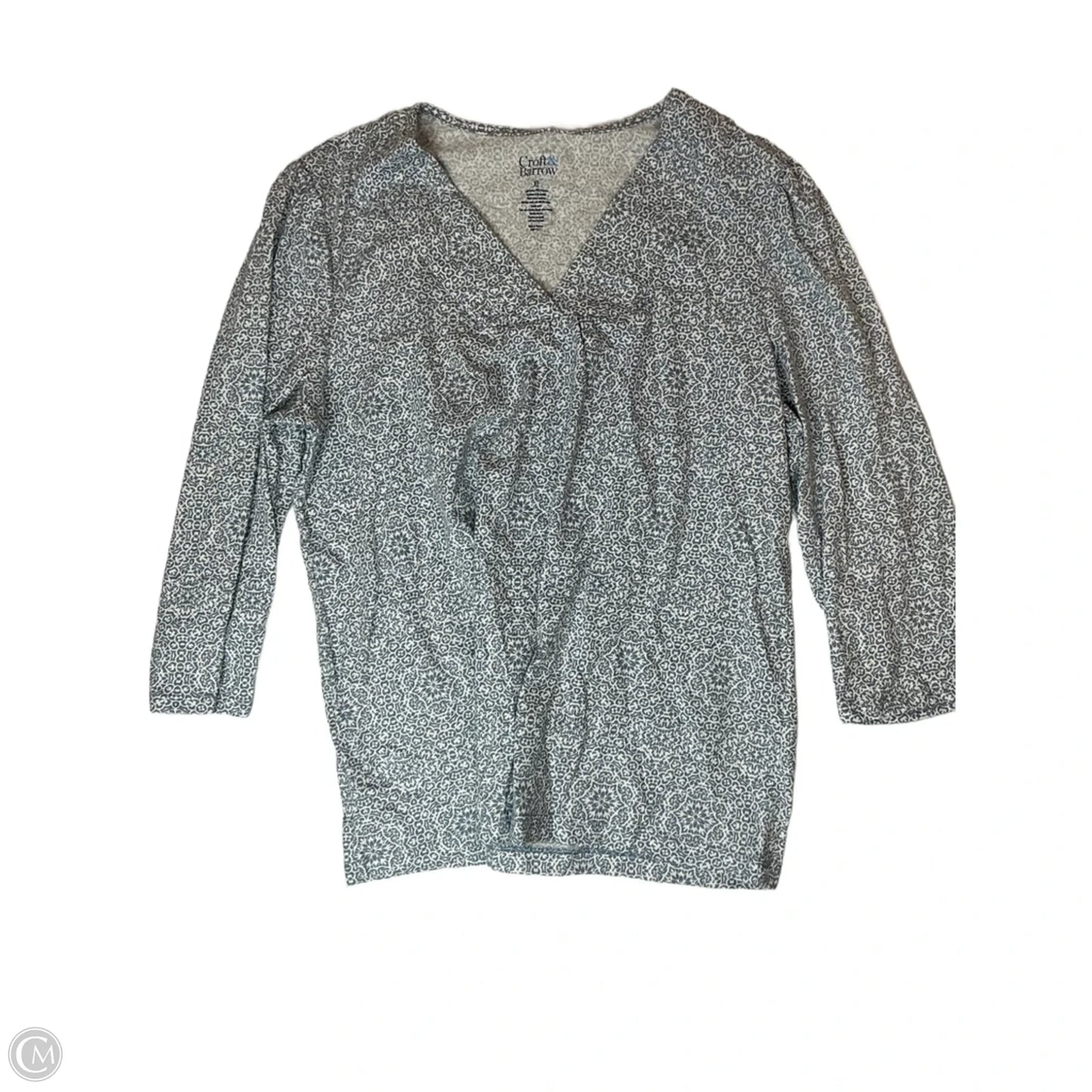 Top Long Sleeve By Croft And Barrow In Blue & White, Size: Xl