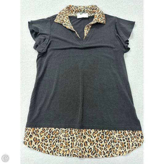 Top Short Sleeve By Adrianna Papell In Black & Brown, Size: S