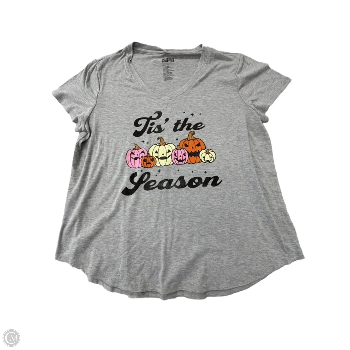 Top Short Sleeve By Celebrate Together In Grey, Size: Xl
